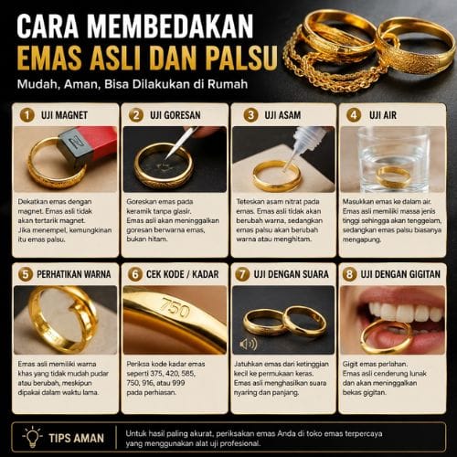 Cara Membedakan Emas Asli dan Palsu: 12 Cara Mudah, Akurat, dan Aman Dilakukan di Rumah