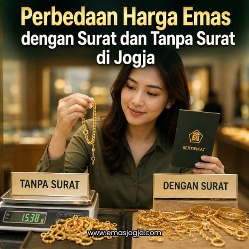 Ketahui faktor-faktor yang memengaruhi harga jual emas tanpa surat di Jogja, termasuk kadar emas, kondisi fisik, dan lokasi transaksi.